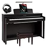 Steinmayer DP-361 RW Digitalpiano - 88 Tasten mit Hammermechanik - Ebony/Ivory Touch - Bluetooth Audio/MIDI - Set inkl. Klavierbank, Pianoleuchte, Kopfhörer und Schule - dunkles Rosenholz