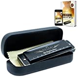 XALANI Mundharmonika Genius Edition inkl. Etui und Pflegetuch I Bonus: E-Book gratis I C-Dur Blues Harp mit Profi Power Klang