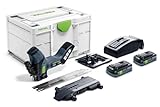 Festool Akku-Dämmstoffsäge ISC 240 HPC 4,0 EBI-Plus (mit Akkupacks, Schnellladegerät, Schneidgarnitur Wellenschliff, Adapter-Tisch, Führungsschienen-Schlitten), im Systainer