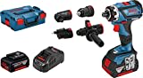 Bosch Professional 18V System Akku Bohrschrauber GSR 18V-60 FC - FlexiClick System (inkl. 2x 5.0Ah Akku, Ladegerät GAL 1880 CV, Zusatzhandgriff, 4x FlexiClick Aufsätze, L-BOXX)