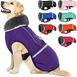 Warmer Hundemantel, reflektierend, wasserdicht, winddicht, Hundejacke mit Rollkragen für kaltes Wetter, dickes Fleecefutter, Haustier-Outfit, verstellbare Haustierweste für alle Hundegrößen, Größe 2XL