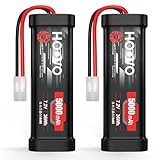 HOOVO 7,2 V NiMH Akku 5000 mAh 6 Zellen RC Akku Akku für RC Autos Flugzeug Hubschrauber Boot Buggy Modellbau Autos Flugzeug Spielzeug 2 Packungen