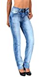 ESRA Damen Straight Fit Jeans Hose Damen Jeanshose gerader Schnitt bis Übergröße G700