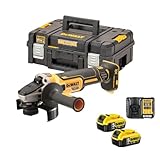 Dewalt 18 Volt 125 mm Akku-Winkelschleifer DCG405P2 (800 Watt, bürstenloser Motor, Epoxyd-Harz gepanzerte Wicklungen, elektronische Kupplung u. Bremse, inkl. 2x 5,0 Ah Akkus u. Ladegerät)