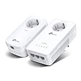 TP-Link WLAN Powerline Adapter Set TL-WPA8631P KIT(Dualband 1200Mbit/s, AV1300 , Steckdose, Wifi Clone, MU-MIMO, 4 Gigabit Ports, Plug&Play, ideal für HD-Streaming, App Kontrolle)weiß