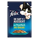 FELIX So gut wie es aussieht Katzenfutter nass in Gelee, mit Thunfisch, 26er Pack (26 x 85g)