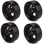 Mxfans 65 mm OD schwarze Kunststoff-Felgen mit 5 Speichen und glatten Reifen für RC 1:10 On-Road-Rennwagen und Drift-Auto, 4 Stück