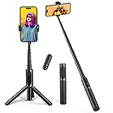 ATUMTEK Bluetooth Selfie-Stick Stativ, 3 in 1 Aluminium Selfie Stange, 360° Drehbar, mit Kabelloser Fernbedienung für iPhone 16/15/14/13/12 mini/11 Pro/XS Max/XR/X/8/7, Samsung, Smartphones Schwarz