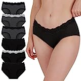 INNERSY Sexy Unterwäsche Damen Spitze Bikinis Baumwolle Taillenslips 6er Pack (42, Schwarz/Grau)