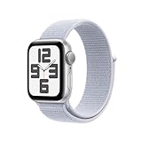 Apple Watch SE (2. Generation) GPS 40 mm Smartwatch mit Aluminiumgehäuse in Silber und Sport Loop in Blaue Wolke (One Size). Fitness und Schlaftracker, Unfallerkennung, Retina Display, CO₂ neutral