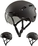 GOOFF Pilot S-Pedelec Helm in Schwarz - Schutz für schnelle E-Bike Fahrten – Fahrradhelm mit Visier und Licht – NTA 8776-zertifizierter Zweirat Helm für Damen und Herren - Velo Helm (Schwarz, XL)