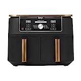 Ninja Foodi MAX Dual Zone Heißluftfritteuse, 9,5L Airfryer, 2 Fächer, mit Zange, Antihaftbeschichtung, spülmaschinenfeste Körbe, 6-in-1, Amazon Exklusiv, Kupfer/Schwarz, AF400EUCP