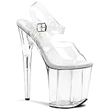 Pleaser FLAMINGO-808, Damen Plateau Sandalen, Transparent (Transparent (Clr/Clr)), Gr.- 42 EU/ Herstellergröße- 12