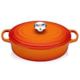 Le Creuset Signature Gusseisen-Bräter mit Deckel, Ø 27 cm, Oval, 3.4 l, Ofenrot, 21186270902430