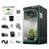 MARS HYDRO FC3000 Growzelt Komplettset with Samsung 301H EVO Led Grow Light Lampe Vollspektrum Dimmbarer Pflanzenlampe mit Hydroponics 1680D 100X100X180cm Growtent Indoor Grow Set mit 4" Belüftungssat