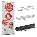 Rollup Banner 85 cm x 200 cm "RABATT 2" inkl. Display, Halterung, Boden und Gestaltung