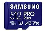 Samsung PRO Plus microSD-Karte + SD-Adapter, 512 GB, Für Mobile Gaming auf Smartphones, Tablets und Handheld Konsolen, UHS-I U3, Full HD & 4K UHD, 180 MB/s Lesen, 130 MB/s Schreiben, MB-MD512SA/EU