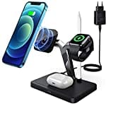 Magnetische Induktive Ladestation, 4 in 1 Qi Ladestation mit Mag-Safe für iPhone 13/12, 13/12 Pro, 13/13 Pro Max,13/12 Mini, Airpods 2/Pro, iWatch 7/SE/6/5/4/3/2 und Pencil 1, 18W Adapter enthalten