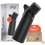 air up® Flasche Steel Starter Set Original aus Edelstahl inkl. Pods in 5 Geschmacksrichtungen, zuckerfrei I 480ml Isolierflasche mit Geschmack, hält Wasser 14 Std. kalt I Schwarz