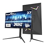 SMART TECH 27 Zoll Gaming Monitor 240Hz, USB-C 65W, Mit Lautsprechern, MPRT 1ms, FHD, Type-C, Adaptive-Sync, Höhenverstellbar, Drehbarer, USB-C DP1.4 HDMI2.1 Anschlüsse (Mit HDMI&USB-C&DP Kabel)