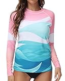 VAYAGER Damen Rashguard UV-Schutz Shirt Langarm UPF 50+ Schwimmshirt für Wasser Strand Surfen Schwimmen Schnelltrocknend