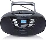 Blaupunkt B 120 BK tragbarer CD Player mit Bluetooth | Kassettenrekorder | Hörbuch Funktion | mit USB | kleines | Aux In | PLL UKW Radio | mit CD Spieler | Schwarz