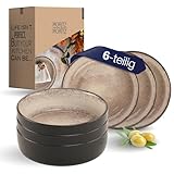 Moritz & Moritz VIDA 6x Müslischalen Beige - Stylisches und robustes Schalen Set aus Porzellan für Müsli, Suppen & Salate - Spülmaschinenfest, mikrowellengeeignet, ideal für den täglichen Gebrauch