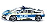 siku 2303, BMW i8 Polizeiauto, Metall/Kunststoff, 1:50, Blau/Silber, Flügeltüren zum Öffnen, Wechselbare Räder, Gummierte Reifen