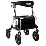 TABAS Rollator faltbar & leicht mit Sitz I Preis-/Leistungssieger I Outdoor Rollator mit Luftbereifung, Sitzfläche & Rückengurt, Tasche & Stockhalter I Rollator für Senioren I Gehhilfe von Lösch Reha