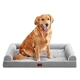 TJSOULER orthopädische Hundebett mit hohem Rand Unterstützung Schaumstoff Hundesofa für waschbar wasserdicht, XL-Large abnehmbare Hundekissen für drinnen mit grau 107x76cm XL