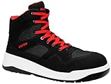 ELTEN Sicherheitsschuhe Lakers Black Mid ESD S1PS, Damen und Herren, Textil, Kunststoffkappe (Leichter als Stahlkappe), leicht, sportlich Schwarz43