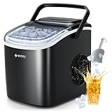 ecozy Eiswürfelmaschine, Eiswürfelmaschine Klein, Selbstreinigende Eiswürfelmaschinen, 2 Eiswürfel Größen Ice Cube Maker, 9 Würfel in 6 Minuten Fertig, 12 KG/24H Eiswürfelbereiter für Zuhause, Party