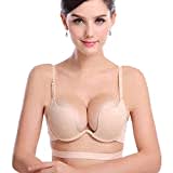 Nature Damen Deep U Multiway Plunge Bra Push-Up BH Unterwäsche - (Apricot 75B)