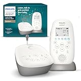 Philips Avent Audio Babyphone, DECT-Technologie, Eco-Mode, Sternenhimmel, Gegensprechfunktion, Schlaf- und Nachtlieder, 18 Std. Laufzeit, maximale Reichweite, weiß (Modell SCD733/26)