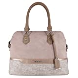 David Jones - Damen Handtasche Elegante Tasche - Frau Henkeltasche Shopper PU Leder - Mehfarbig Schultertasche Bowling Stil Top Griff Gestreift - Umhängetasche Tote Stilvoll Mode - Rosa Pink