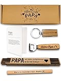 Bester Papa Geschenkset - mit Bieröffner, Zollstock, Bleistift und Schlüsselanhänger | Geschenke für Väter | geburtstagsgeschenk für männer | bester papa geschenke | geschenk box (Papa)