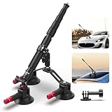 NEEWER Dreifach Saugnapf Autohalterung Set mit 2 in 1 Verlängerungsstange/Selfie Stick, Schnellverschluss Magic Arm Kamerahalterung mit Action Kamera Adapter, kompatibel mit GoPro Insta360, CA065