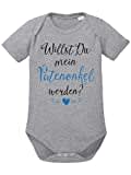 clothinx Baby Body Unisex Willst du Mein Patenonkel Werden? | Schönes Geschenk für den Taufpaten | Qualitativ Hochwertig Bedruckt | 100% Bio-Baumwoll Baby-Body Bio Sports Grey Gr. 50-56