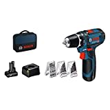 Bosch Professional 12V System Akku Bohrschrauber GSR 12V-15 (inkl. 39 tlg. Zubehörset, 2.0Ah Akku, 4.0Ah Akku, Ladegerät GAL 12V-20, Werkzeugtasche)