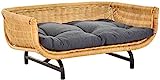 Krines Home Exklusiver Retro-Design Hundekorb Hundebett Tierkorb Haustier Bett Groß aus Rattan mit Kissen/Modernes Bett für Katzen und Hunde Grösse XL (Honig)