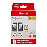 Canon Tinte & Papier Multipack - PG-560XL/CL-561XL Original Tintenpatronen 2er Pack (1 x Schwarz XL, 1 x Farbe XL) & 4x6 Fotopapier (50 x Blatt) - Kompatibel PIXMA Druckern