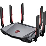 MSI Radix AXE6600 WiFi 6E Tri-Band Gaming Router - Schnelles WLAN bis 6600 Mbit/s (6GHz, 5GHz, 2,4GHz Wireless), AI QoS Priority, MU-MIMO, Beamforming, WPA3, 2.5G WAN/LAN & 4X 1G LAN Anschlüsse - RGB