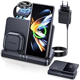 LK Ladestation für Samsung 3 in 1 Induktive Ladestaion für Samsung Galaxy Watch 7 Ultra 6 5 Pro 4 3 Wireless Charger für Samsung Galaxy S24 Ultra S23 S22 S21 Z Flip Z Fold 6 5 Galaxy Buds - Schwarz