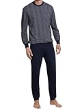 Schiesser Herren Schlafanzug Lang Mit Bündchen - Nightwear Pyjamaset, Dunkelblau_159620, 52 EU