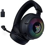 Razer Kraken V4 - Kabelloses PC Gaming-Headset (3-Modi-Konnektivität, Triforce 40mm Treiber, 9-Zonen-RGB-Beleuchtung der Ohrmuscheln, Mix- und Lautstärkeregelung, THX Spatial Audio) Schwarz