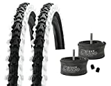 2 x Reifen MTB 20/24/26 Zoll Fahrradreifen Fahrradmantel 50-406/507/559 (20/24/26x1.95) inkl. Black Dingo Schläuche AV (20 Zoll (50-406), schwarz/weiß)