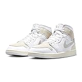 Nike Herren Air Jordan 1 Mid Scarpe Turnschuhe, Weiß Lt Orewood Braun Tech Grau, 43 EU