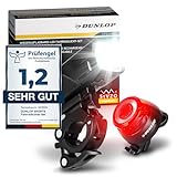 Dunlop Sports Fahrradlicht Set Fahrrad Licht - Extra helles LED mit Hochleistungs Akku - Fahrradbeleuchtung StVZO zugelassen OSRAM Fahrradlampe vorne und Rücklicht Lampe Bike Ligh, Schwarz