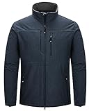 33,000ft Herren Softshelljacke Wasserabweisende Übergangsjacke Warmes Fleece Gefüttert Outdoorjacke Funktionsjacke Leichte Wanderjacke mit Stehkragen Dunkelblau Heidekraut XL