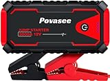 Povasee Starthilfe Powerbank, 3000A Auto Starthilfe für 12V Fahrzeuge (Bis zu 10L Benzin/8L Diesel), Starter Powerbank mit LED, 2 Schnelllade USB Ausgänge, Batterie Jump Starter mit Starthilfekabel